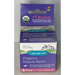 Lansinoh Organic Nipple Balm 2 oz Natural Plant Based Remedy Safe for Mom Baby